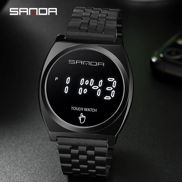 wristwatches sanda digital watches fashion men's led light touch square screen waterproof men sports clock relogio feminino, Slivery;brown 
wristwatches sanda digital watches fashion men's led light touch square screen waterproof men sports clock relogio feminino, Slivery;brown