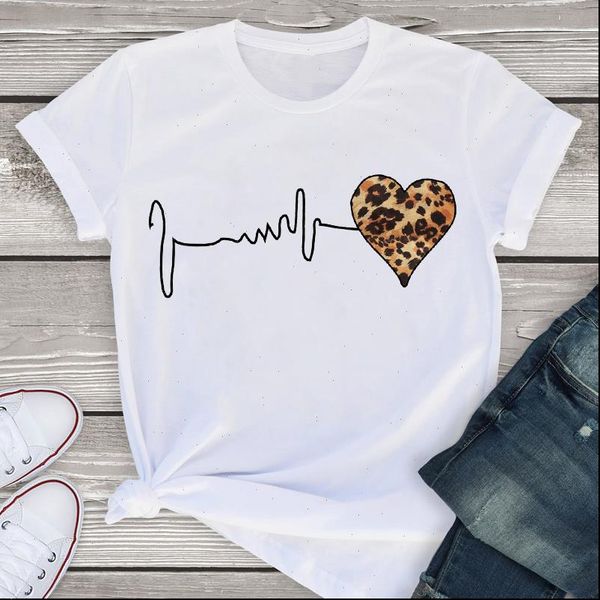 women graphic womens t shirts leopard heartbeat fashion love print short sleeve summer shirt tees clothing female, White
women graphic womens t shirts leopard heartbeat fashion love print short sleeve summer shirt tees clothing female, White