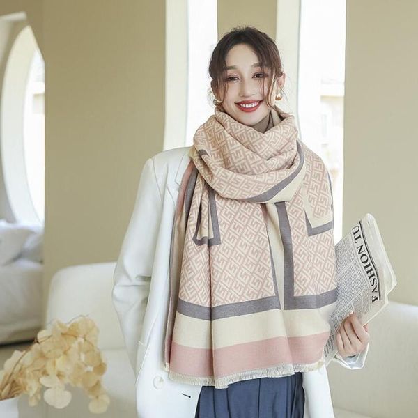 fashionable new letter printed cashmere scarf luxury designer double-sided shawl simple office women's warm blanket winter scarf, Blue;gray
fashionable new letter printed cashmere scarf luxury designer double-sided shawl simple office women's warm blanket winter scarf, Blue;gray
