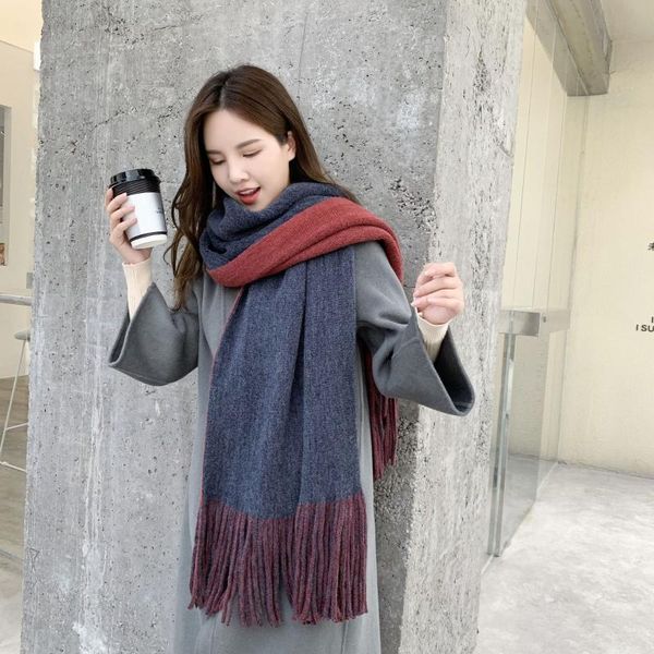 scarves processing custom double-sided imitation cashmere shawl autumn winter version of students thickened warm dual-use neck scarf, Blue;gray
scarves processing custom double-sided imitation cashmere shawl autumn winter version of students thickened warm dual-use neck scarf, Blue;gray