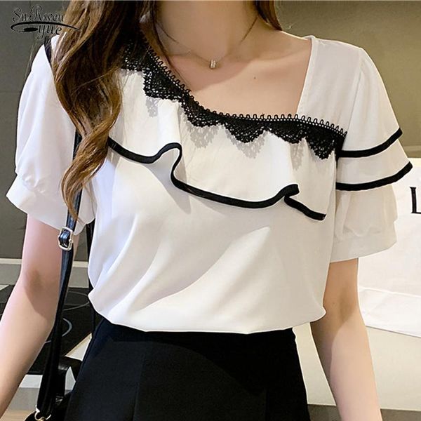 women's blouses & shirts 2021 summer white short sleeve fashion puff lace skew collar clothes sweet ruffled blouse women chiffon shirt
women's blouses & shirts 2021 summer white short sleeve fashion puff lace skew collar clothes sweet ruffled blouse women chiffon shirt