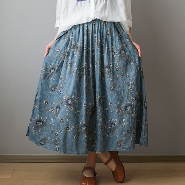 johnature spring summer women retro fashion floral print pockets elastic waist half skirt loose leisure all-match skirt 210521, Black
johnature spring summer women retro fashion floral print pockets elastic waist half skirt loose leisure all-match skirt 210521, Black