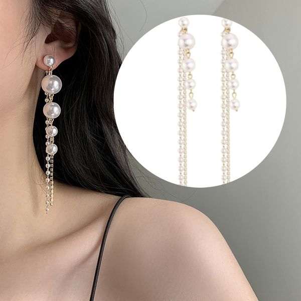 new long dangle earrings for women fashion full crystal simulated pearl tassel drop earring vintage jewelry for bridal wedding, Silver
new long dangle earrings for women fashion full crystal simulated pearl tassel drop earring vintage jewelry for bridal wedding, Silver