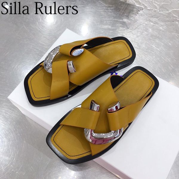 runway silver buckle summer slippers women peep toe sqaure flat heels woman genuine leather beach, Black
runway silver buckle summer slippers women peep toe sqaure flat heels woman genuine leather beach, Black