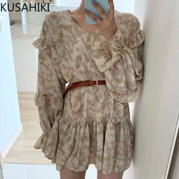 kusahiki korean printing v-neck women dress ruffle flare sleeve belt slim waist vestidos spring a-line mini dresses 6f811 210602, Black;gray
kusahiki korean printing v-neck women dress ruffle flare sleeve belt slim waist vestidos spring a-line mini dresses 6f811 210602, Black;gray