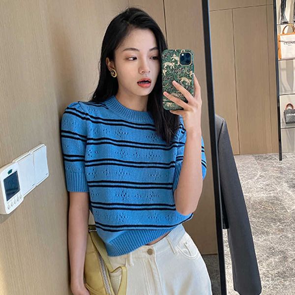 women's t-shirt summer striped knitted t-shirts women o-neck short sleeve korean shirts casual vintage pullovers knitwear str, White
women's t-shirt summer striped knitted t-shirts women o-neck short sleeve korean shirts casual vintage pullovers knitwear str, White