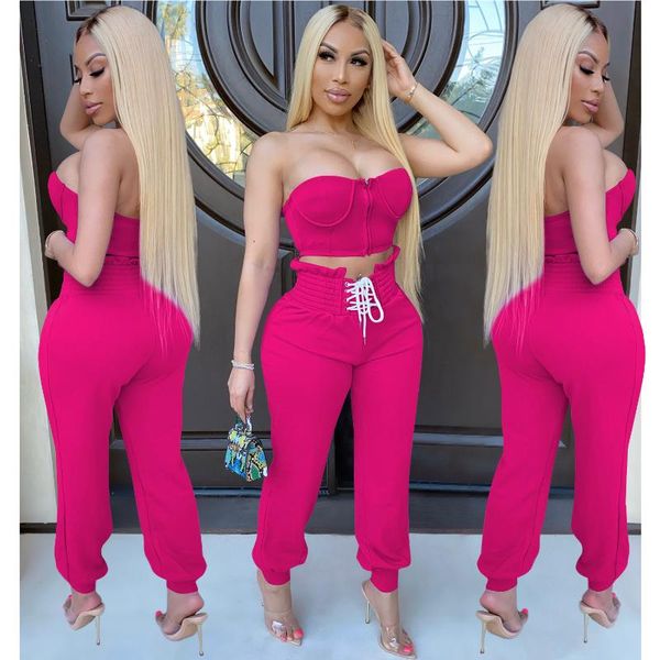two piece outfits for women sleeveless strapless and bandage pants streetwear tracksuit casual set h323 women's, White
two piece outfits for women sleeveless strapless and bandage pants streetwear tracksuit casual set h323 women's, White
