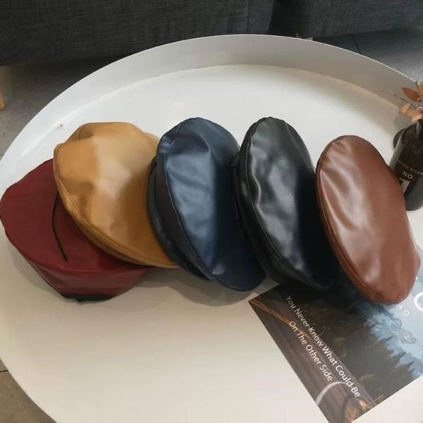 berets fashion women beret cap 2021 casual pu leather hat female solid color retro beanie caps women's autumn, Blue;gray
berets fashion women beret cap 2021 casual pu leather hat female solid color retro beanie caps women's autumn, Blue;gray