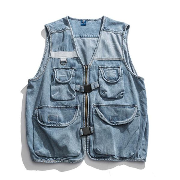 men's jackets v-neck multi pocket denim jacket sleeve cargo style waistcoat men fashion hip hop vest zipper up mens chaqueta vintage bl, Black;brown
men's jackets v-neck multi pocket denim jacket sleeve cargo style waistcoat men fashion hip hop vest zipper up mens chaqueta vintage bl, Black;brown