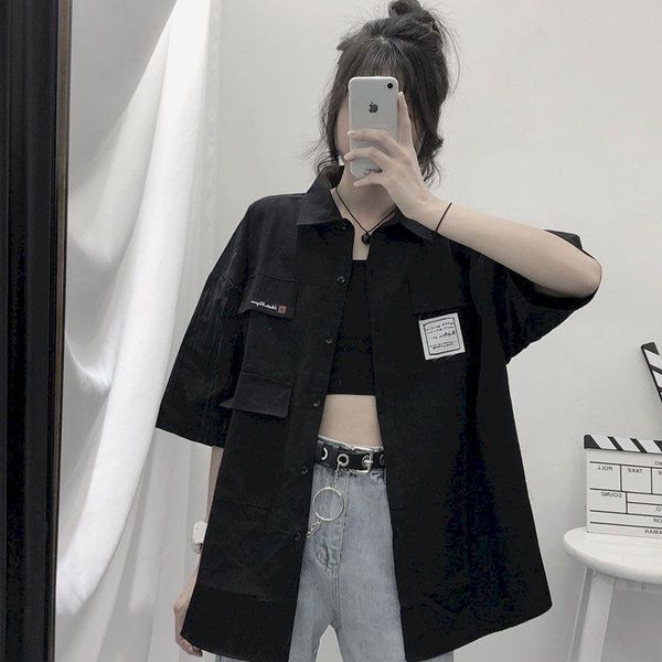 women's blouses & shirts 2021 summer five-point cotton short sleeve blouse korean harajuku style stitching for women fashion vintage b, White
women's blouses & shirts 2021 summer five-point cotton short sleeve blouse korean harajuku style stitching for women fashion vintage b, White