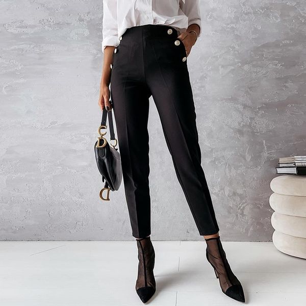 women's pants & capris autumn office trousers, winter pants, high waist 2021 tight-fitting slim elastic waist, pure buckle pocket p, Black;white
women's pants & capris autumn office trousers, winter pants, high waist 2021 tight-fitting slim elastic waist, pure buckle pocket p, Black;white