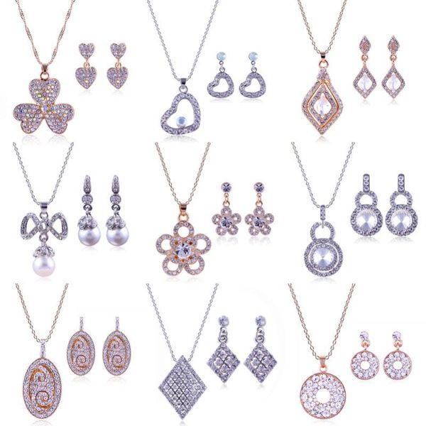 earrings & necklace fashion jewelry sets crystal flower heart pendant set wedding for women gift, Silver
earrings & necklace fashion jewelry sets crystal flower heart pendant set wedding for women gift, Silver