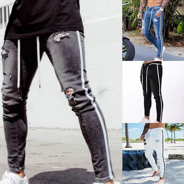 men's jeans skinny hole ripped fashion slim big size the side stripe white stretch pants 2021, Blue
men's jeans skinny hole ripped fashion slim big size the side stripe white stretch pants 2021, Blue