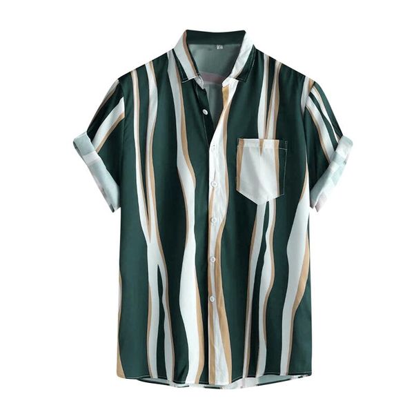 men's casual shirts fashion design stripe print short sleeve shirt button pocket turn-down collar breathable, White;black
men's casual shirts fashion design stripe print short sleeve shirt button pocket turn-down collar breathable, White;black