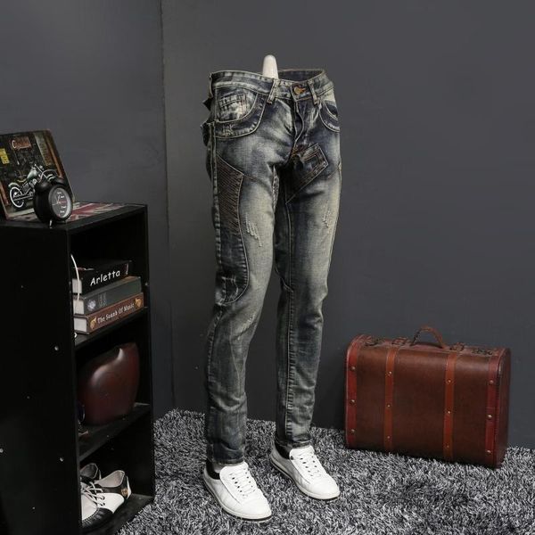 men's jeans denim vintage men ripped destroyed trouser slim fit zipper hombre pleasting skinny, Blue
men's jeans denim vintage men ripped destroyed trouser slim fit zipper hombre pleasting skinny, Blue