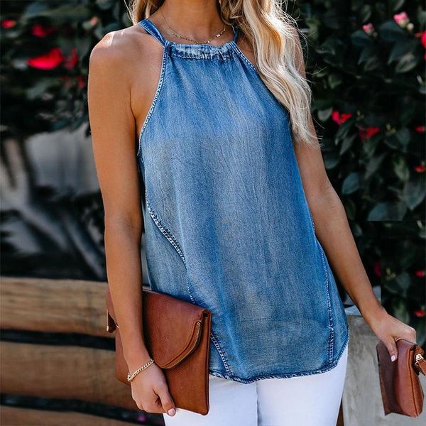 women's blouses & shirts hollow out women off shoulder denim style blouse halter neck casual loose solid femme backless sleeveless, White
women's blouses & shirts hollow out women off shoulder denim style blouse halter neck casual loose solid femme backless sleeveless, White
