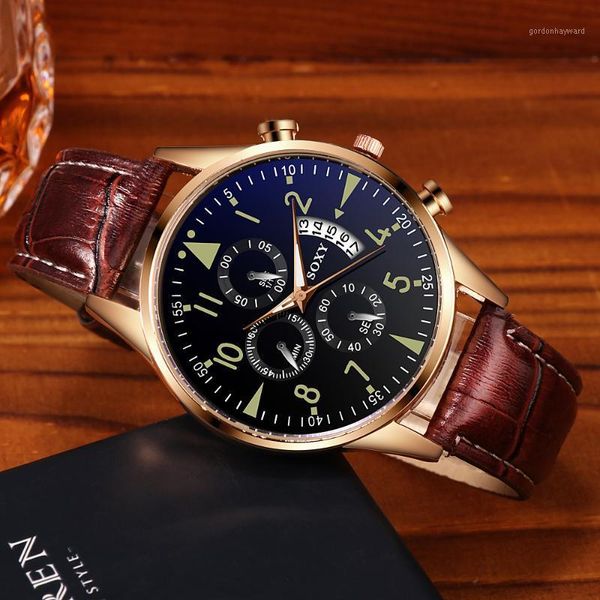 wristwatches men's watch classic golden calendar leather relogio masculino quartz luminous satie hour, Slivery;brown
wristwatches men's watch classic golden calendar leather relogio masculino quartz luminous satie hour, Slivery;brown