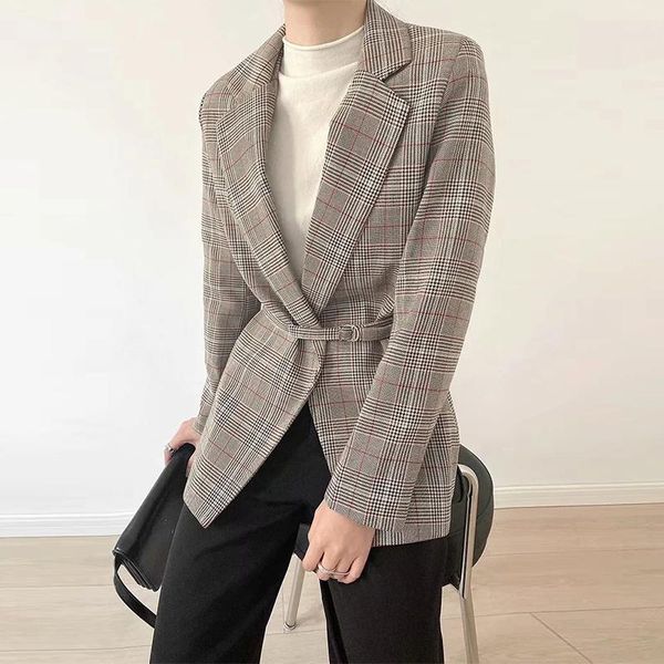 women's suits & blazers women vintage stylish office wear plaid blazer coat fashion long sleeve with belt female outerwear chic, White;black
women's suits & blazers women vintage stylish office wear plaid blazer coat fashion long sleeve with belt female outerwear chic, White;black
