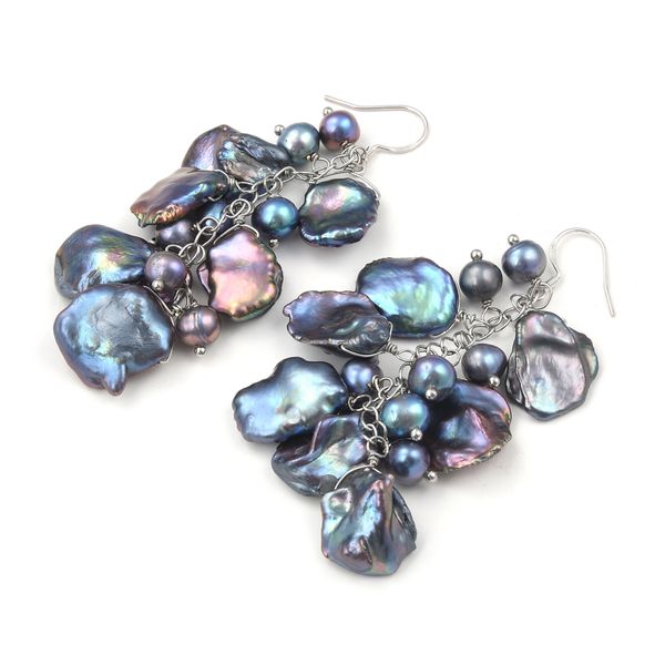 guaiguai jewelry natural cultured peafowls black potato pearl keshi pearl earrings 925 sliver hook dangle earrings classic for women, Silver
guaiguai jewelry natural cultured peafowls black potato pearl keshi pearl earrings 925 sliver hook dangle earrings classic for women, Silver