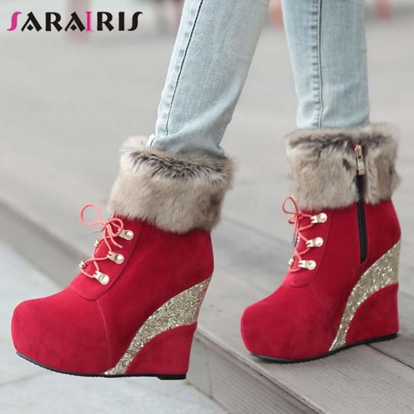 boots sarairis female snow flock comfy warm plush height increasing round toe lace-up solid high heel trendy winter shoes, Black
boots sarairis female snow flock comfy warm plush height increasing round toe lace-up solid high heel trendy winter shoes, Black