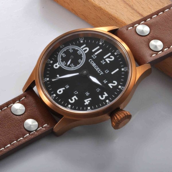 43mm luxury watch men 17 jewels 6497 hand winding black dial bronze case relogio mechanical wristwatches sapphire crystal, Slivery;brown
43mm luxury watch men 17 jewels 6497 hand winding black dial bronze case relogio mechanical wristwatches sapphire crystal, Slivery;brown