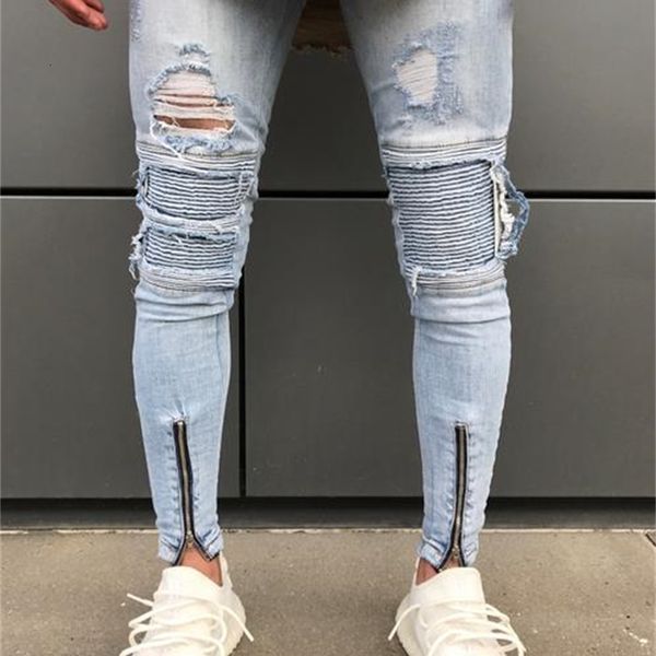Men Light Blue Biker Jeans Denim Ripped Holes Slim Supper Skinny Hip Hop Heans For Men1
Men Light Blue Biker Jeans Denim Ripped Holes Slim Supper Skinny Hip Hop Heans For Men1