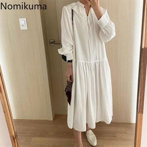 nomikuma spring korean lace up stand neck ruffle dress causal puff sleeve women vestido chic ruffle patchwork dresses 6f493 210427, Black;gray
nomikuma spring korean lace up stand neck ruffle dress causal puff sleeve women vestido chic ruffle patchwork dresses 6f493 210427, Black;gray