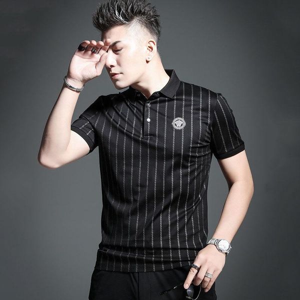 short sleeve men's t shirt men 2021 summer stripe slim lapel t-shirt korean fashion half t-shirts, White;black
short sleeve men's t shirt men 2021 summer stripe slim lapel t-shirt korean fashion half t-shirts, White;black