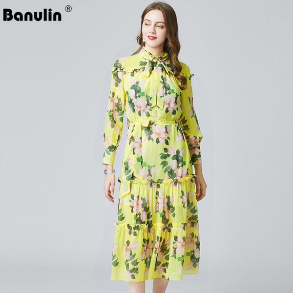 banulin 2021 spring fashion runway vintage midi dress women long sleeve elegant bow belt flower print chiffon vestdios casual dresses, Black;gray
banulin 2021 spring fashion runway vintage midi dress women long sleeve elegant bow belt flower print chiffon vestdios casual dresses, Black;gray