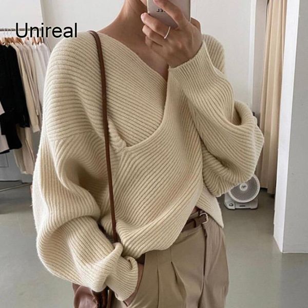 women's sweaters unireal 2021 autumn winter women pullovers long sleeve jumpers fashion casual loose knitted pull femme, White;black
women's sweaters unireal 2021 autumn winter women pullovers long sleeve jumpers fashion casual loose knitted pull femme, White;black
