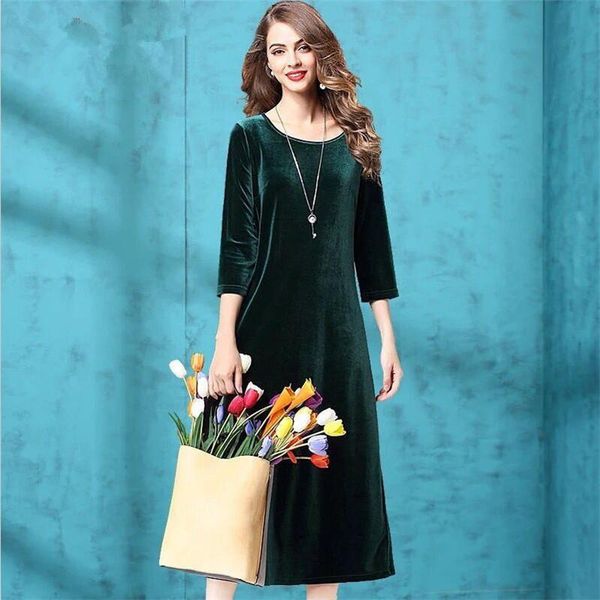 casual dresses women solid velvet sheath spring ladies round neck three quarter sleeve long elegant dress plus size drees -7xl, Black;gray
casual dresses women solid velvet sheath spring ladies round neck three quarter sleeve long elegant dress plus size drees -7xl, Black;gray