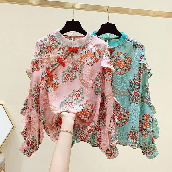 vintage print stand collar ruffles patchwork chiffon blouse butterfly sleeve shirt women 2021 autumn arrival modis women's blouses & s, White
vintage print stand collar ruffles patchwork chiffon blouse butterfly sleeve shirt women 2021 autumn arrival modis women's blouses & s, White