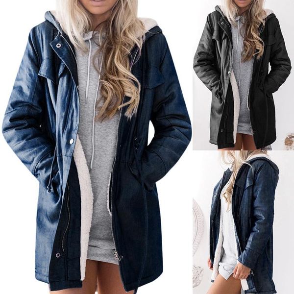 women's trench coats solid color autumn and winter plus velvet thickening fat hooded lace-up zipper pocket windbreaker jacket, Tan;black
women's trench coats solid color autumn and winter plus velvet thickening fat hooded lace-up zipper pocket windbreaker jacket, Tan;black