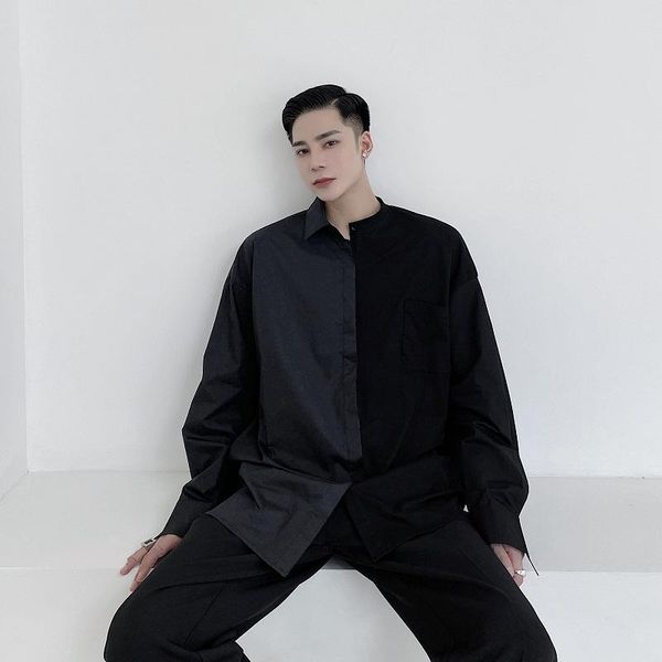 male japan style streetwear hip hop loose shirt men asymmetric collar black gray splice casual long sleeve men's shirts, White;black
male japan style streetwear hip hop loose shirt men asymmetric collar black gray splice casual long sleeve men's shirts, White;black
