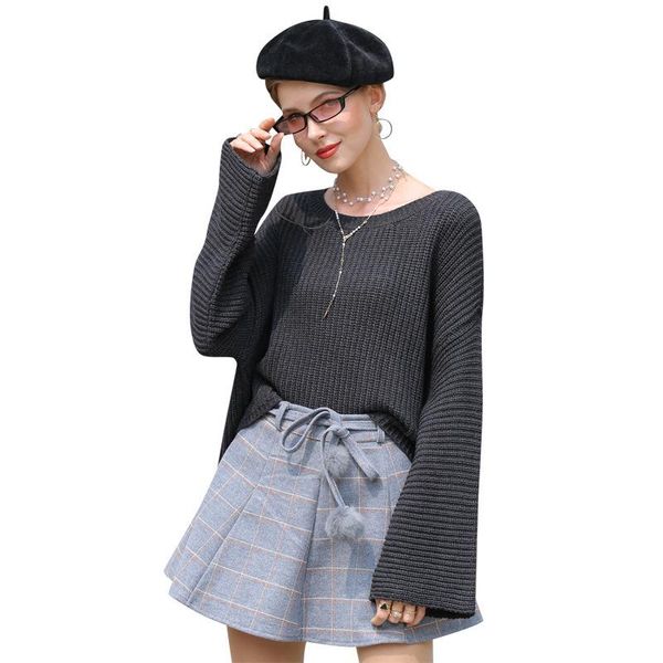 women's sweaters autumn and winter pullover loose sweater solid color, White;black
women's sweaters autumn and winter pullover loose sweater solid color, White;black