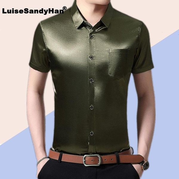 men's casual shirts single-breasted lapel short-sleeved shirt thin business shiny solid color ice silk men spring summer 2021, White;black
men's casual shirts single-breasted lapel short-sleeved shirt thin business shiny solid color ice silk men spring summer 2021, White;black