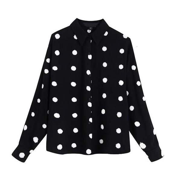women's blouses & shirts women embroidery dot turn down collar autumn long sleeve business casual tunic female kn9c, White
women's blouses & shirts women embroidery dot turn down collar autumn long sleeve business casual tunic female kn9c, White