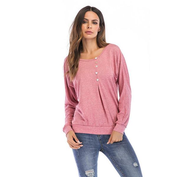 women's t-shirt 2021 women autumn button solid jacket long sleeve fashion o-neck outwear female, White
women's t-shirt 2021 women autumn button solid jacket long sleeve fashion o-neck outwear female, White