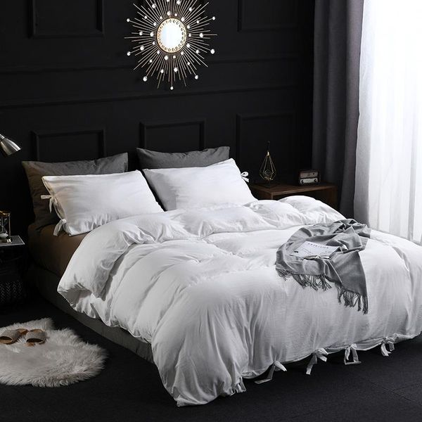 bedding sets pure color white soft duvet cover with pillowcase double  king 2/3pcs bed linen for bedclothes (no sheet 
bedding sets pure color white soft duvet cover with pillowcase double  king 2/3pcs bed linen for bedclothes (no sheet