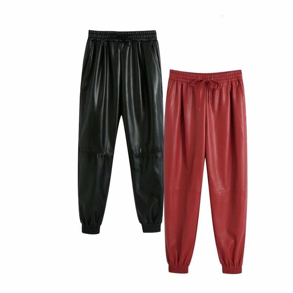 pant women hight-waist faux leather jogging trousers elastic drawstring waistband female pants pantalon femme mujer, Black;white
pant women hight-waist faux leather jogging trousers elastic drawstring waistband female pants pantalon femme mujer, Black;white
