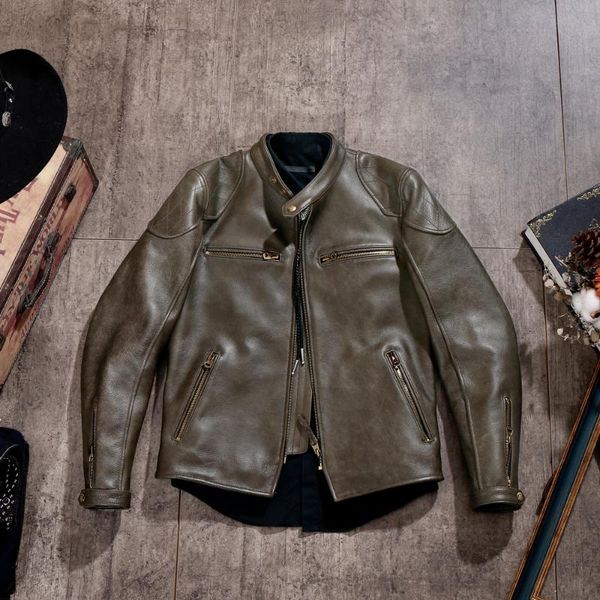 men's leather & faux thick soft waxy without coating through dyed collar series motorcycle jacket day, Black
men's leather & faux thick soft waxy without coating through dyed collar series motorcycle jacket day, Black