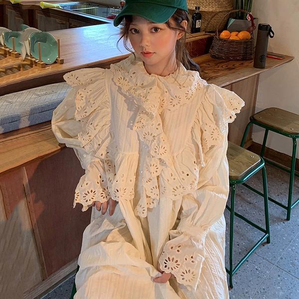casual dresses sannian women dress sweet carved hole embroidered frill hollow design loose long over-the-knee flared sleeve, Black;gray
casual dresses sannian women dress sweet carved hole embroidered frill hollow design loose long over-the-knee flared sleeve, Black;gray