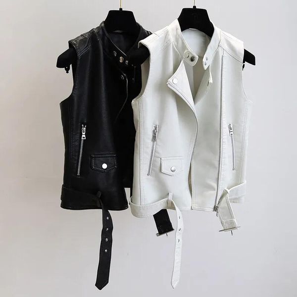 women's vests 2021leather vest spring autumn leather jacket standup collar belt body warmer locomotive sleeveless pu, Black;white
women's vests 2021leather vest spring autumn leather jacket standup collar belt body warmer locomotive sleeveless pu, Black;white