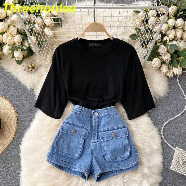women two piece set high waist denim shorts preppy style round collar short sleeve fashion spring summer 2021 women's tracksuits, Gray
women two piece set high waist denim shorts preppy style round collar short sleeve fashion spring summer 2021 women's tracksuits, Gray