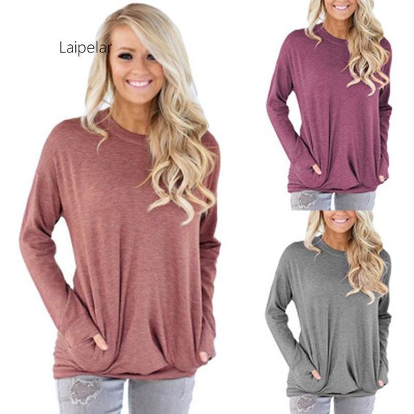 women's blouses & shirts fashion women summer pocket long sleeve shirt ladies round neck loose casual solid tee top, White
women's blouses & shirts fashion women summer pocket long sleeve shirt ladies round neck loose casual solid tee top, White