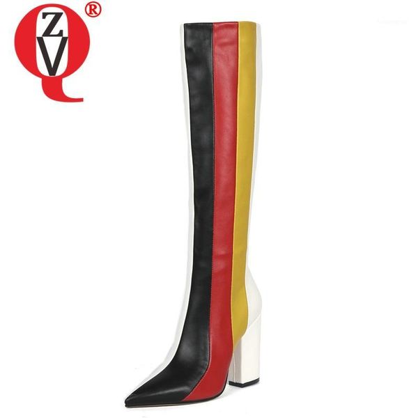 boots zvq winter fashion knee high outside mixed colors super heels pointed toe zip women shoes drop1, Black
boots zvq winter fashion knee high outside mixed colors super heels pointed toe zip women shoes drop1, Black