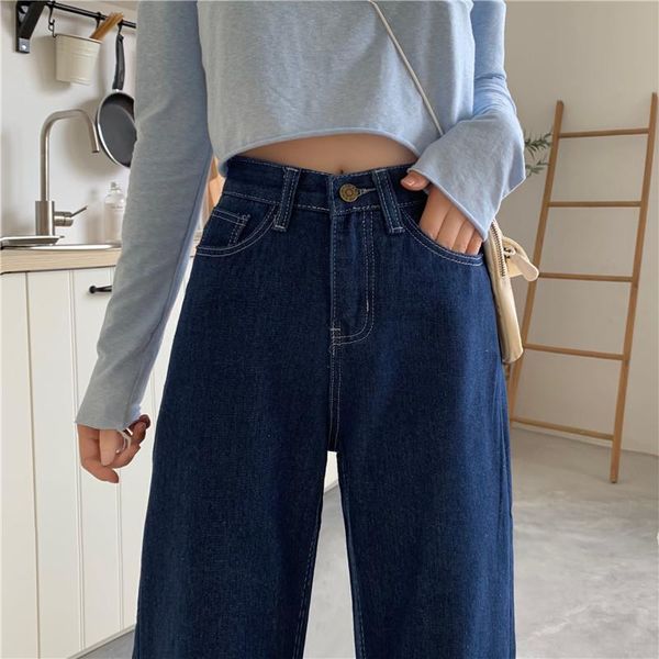 dark blue high waist retro jeans ripped fashion korean wide leg women's straight loose slim long pants drape trousers
dark blue high waist retro jeans ripped fashion korean wide leg women's straight loose slim long pants drape trousers