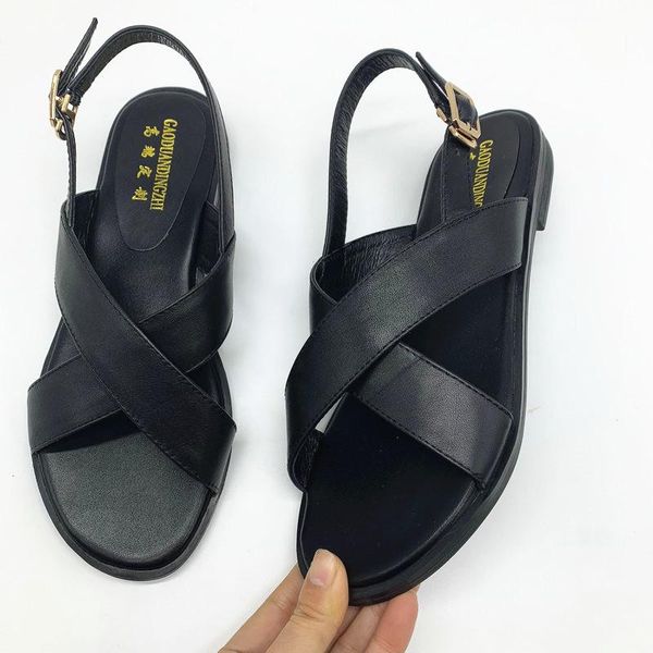 genuine leather sandals women shoes fashion flat cow summer buckle ladies large size 33-43, Black
genuine leather sandals women shoes fashion flat cow summer buckle ladies large size 33-43, Black
