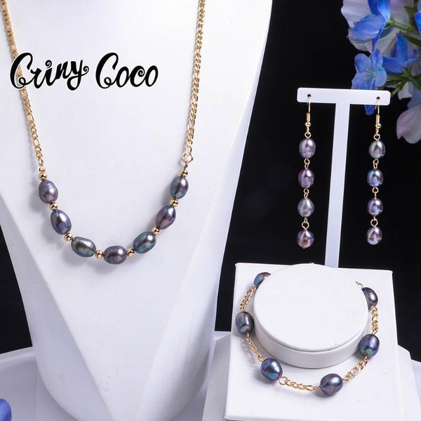 earrings & necklace cring coco women's necklaces sets fashion hawaiian black pearl jewellery set freshwater baroque bracelets jewelry, Silver
earrings & necklace cring coco women's necklaces sets fashion hawaiian black pearl jewellery set freshwater baroque bracelets jewelry, Silver