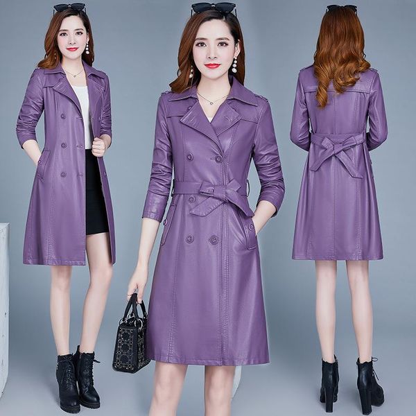 women's leather & faux -fit trench coat synthetic abrigo mid -length korean version of slim 2021women's autumn 's winter wome, Black
women's leather & faux -fit trench coat synthetic abrigo mid -length korean version of slim 2021women's autumn 's winter wome, Black